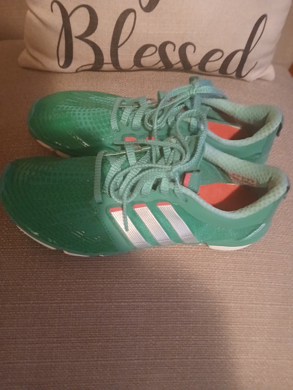 adidas Green Kids Sneakers with White Stripes